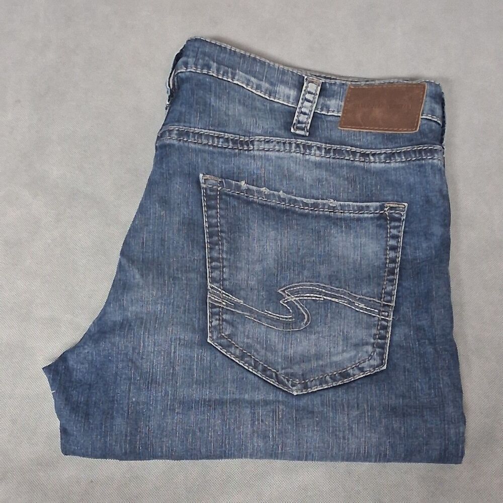 Silver Jeans Zac Blue Jeans Men's 38x32 Relaxed Straight Med Washed Denim